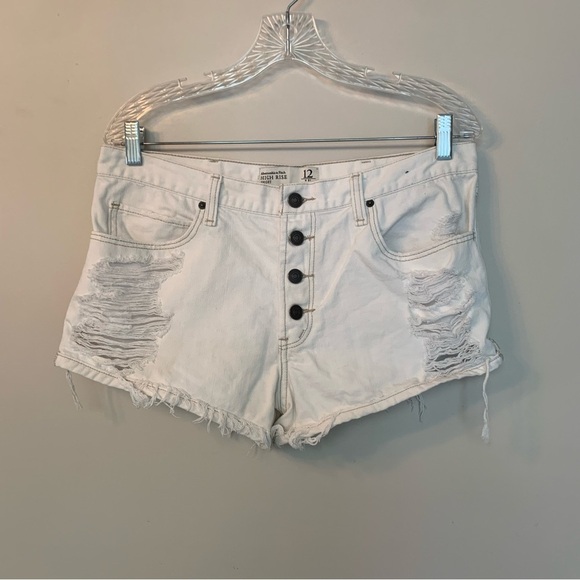 Abercrombie & Fitch White Ripped Jean Shorts High Rise 31 - Picture 1 of 8